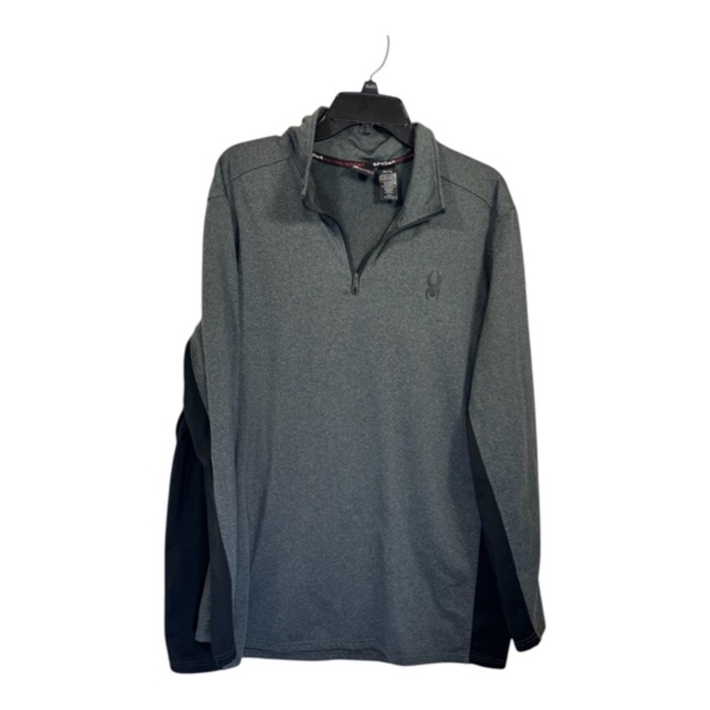 Spyder Long Sleeve Shirt Mens Size XXL Grey Black 1/4 Zip Performance Mock Neck